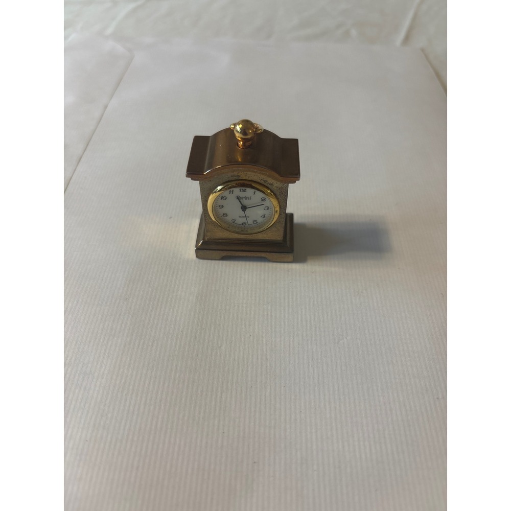Rerini Miniature Mantle Clock Unisex OS Gold Good Quartz Analog Desk untested - Picture 5 of 10